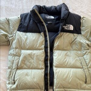 The North Face Two-Tone Puffer Jacket in Black and Tan